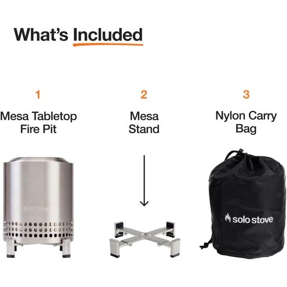 Solo Stove Mesa XL, 7 Inch Tabletop Fire Pit with Stand, Stainless Steel, 2.3lbs - Picture 4 of 8